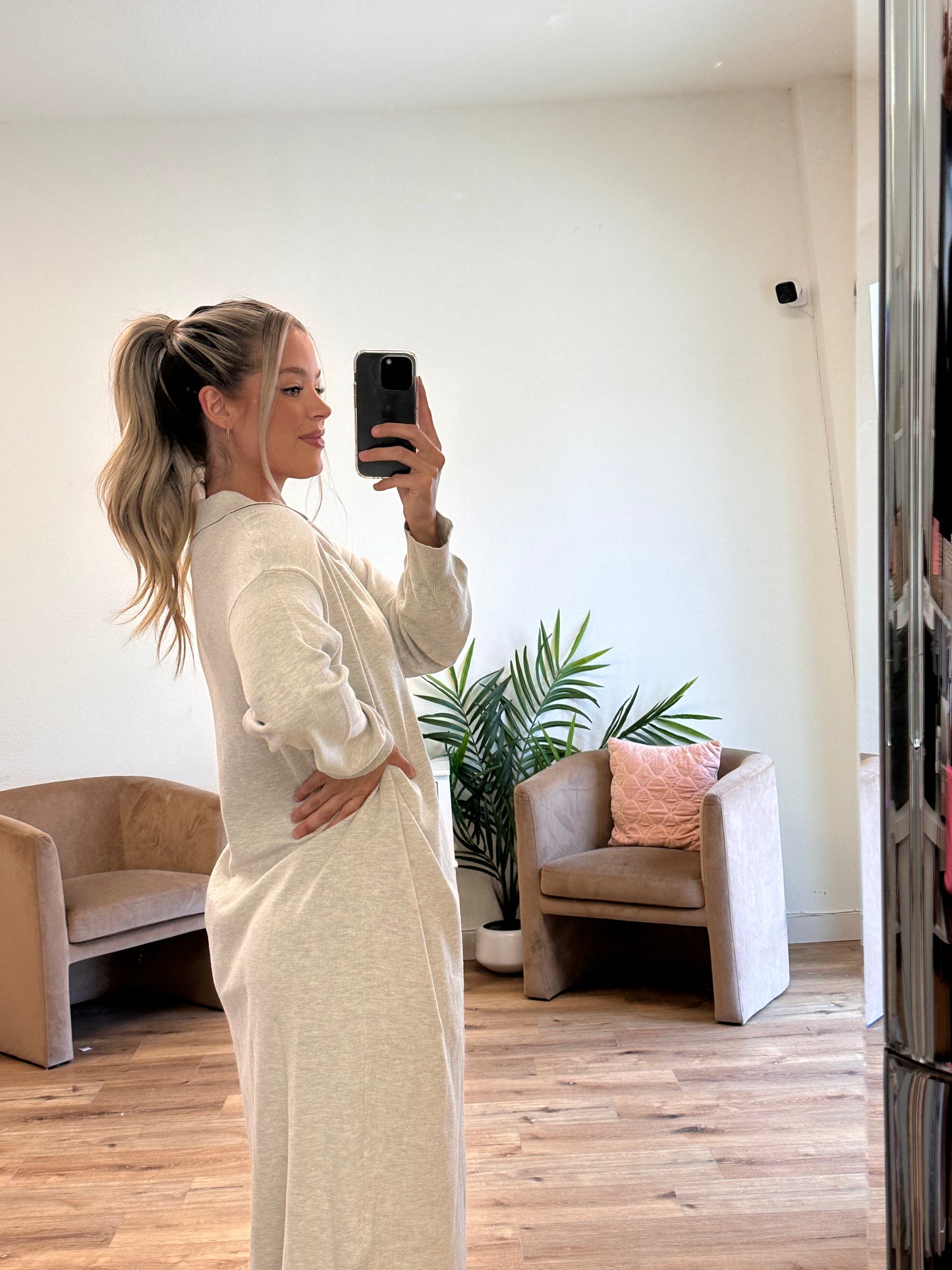 Wren Lightweight Long Sleeve Maxi Dress in Heather Grey - Bump Friendly
