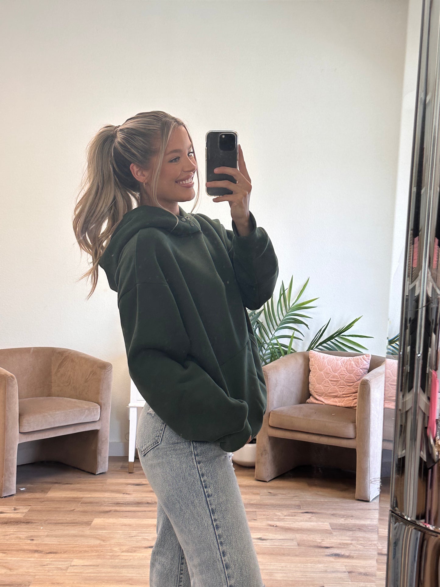 Soft and Cozy Oversized Hoodie in Hunter Green