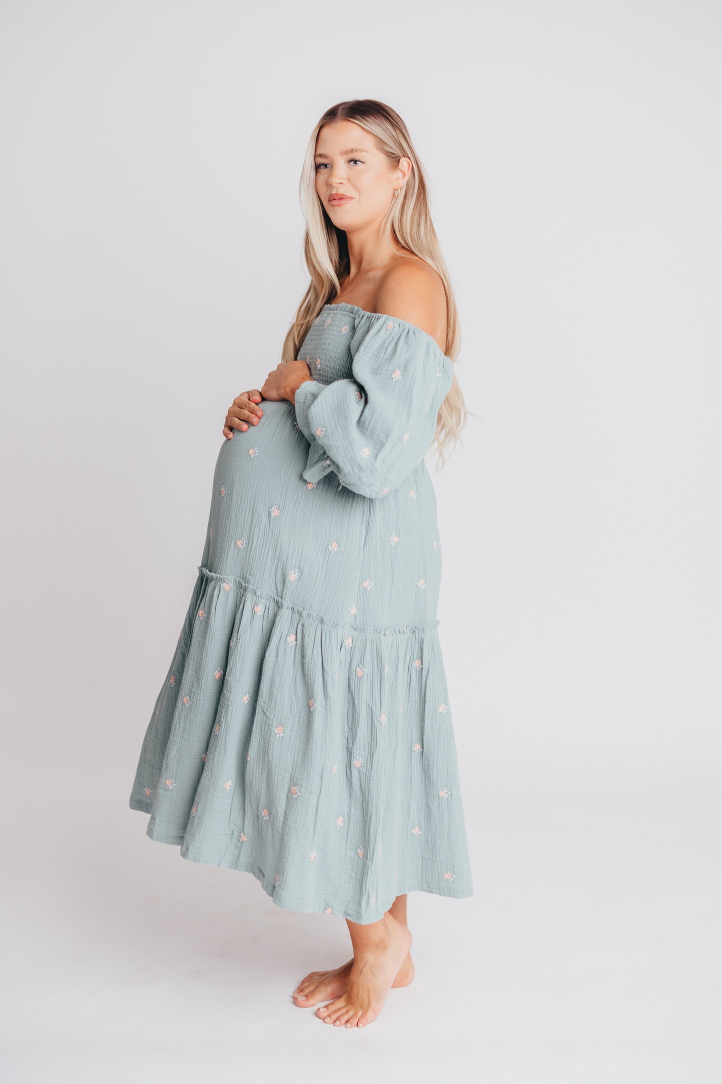 Evie Floral Maxi in Sage - Bump Friendly