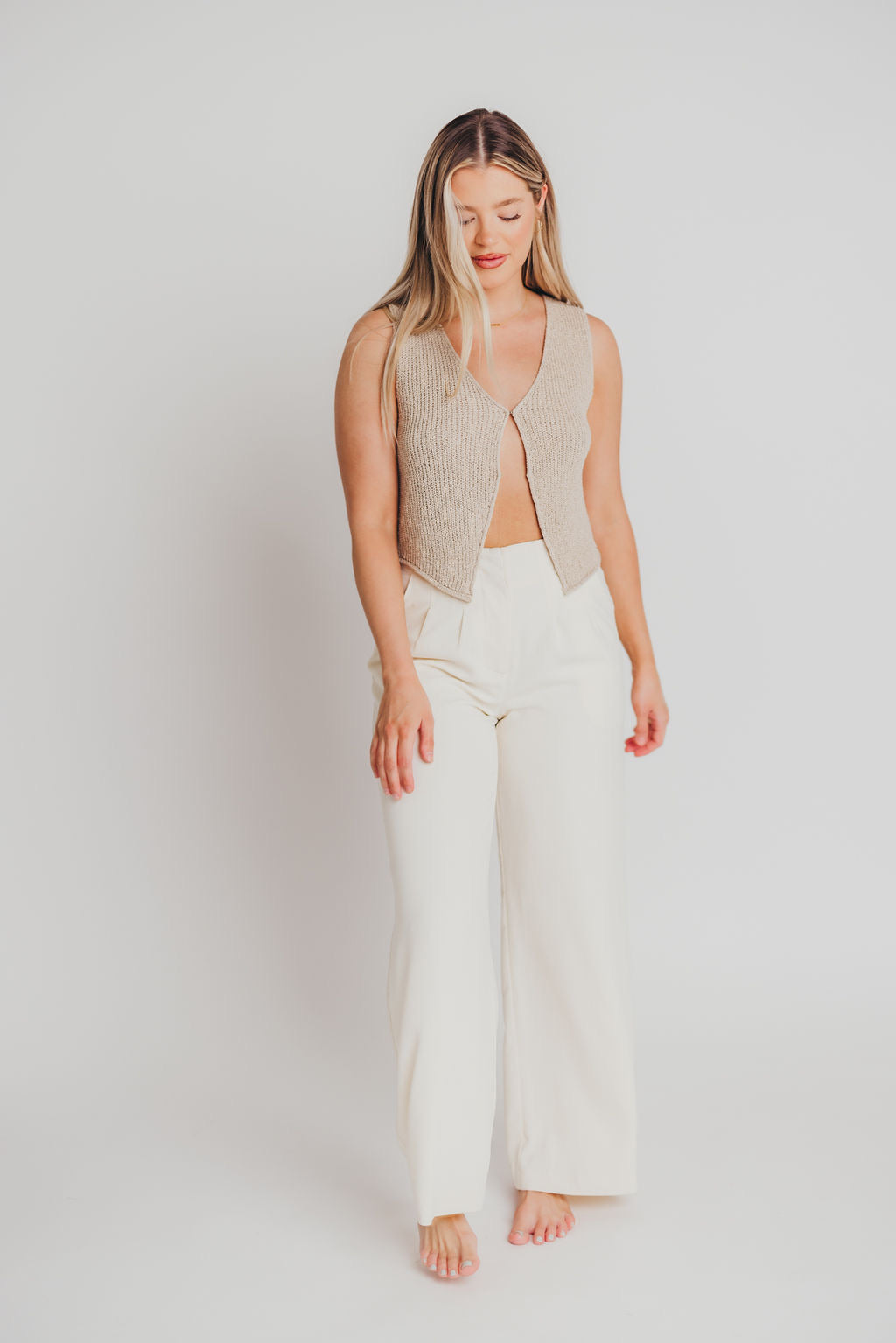 Amani Pintuck Trouser in Off-White