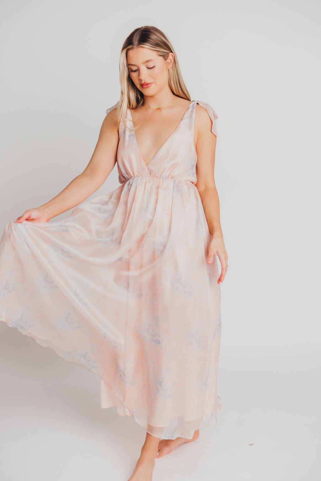 Viola V-Neck Maxi Dress in Blush - Bump Friendly