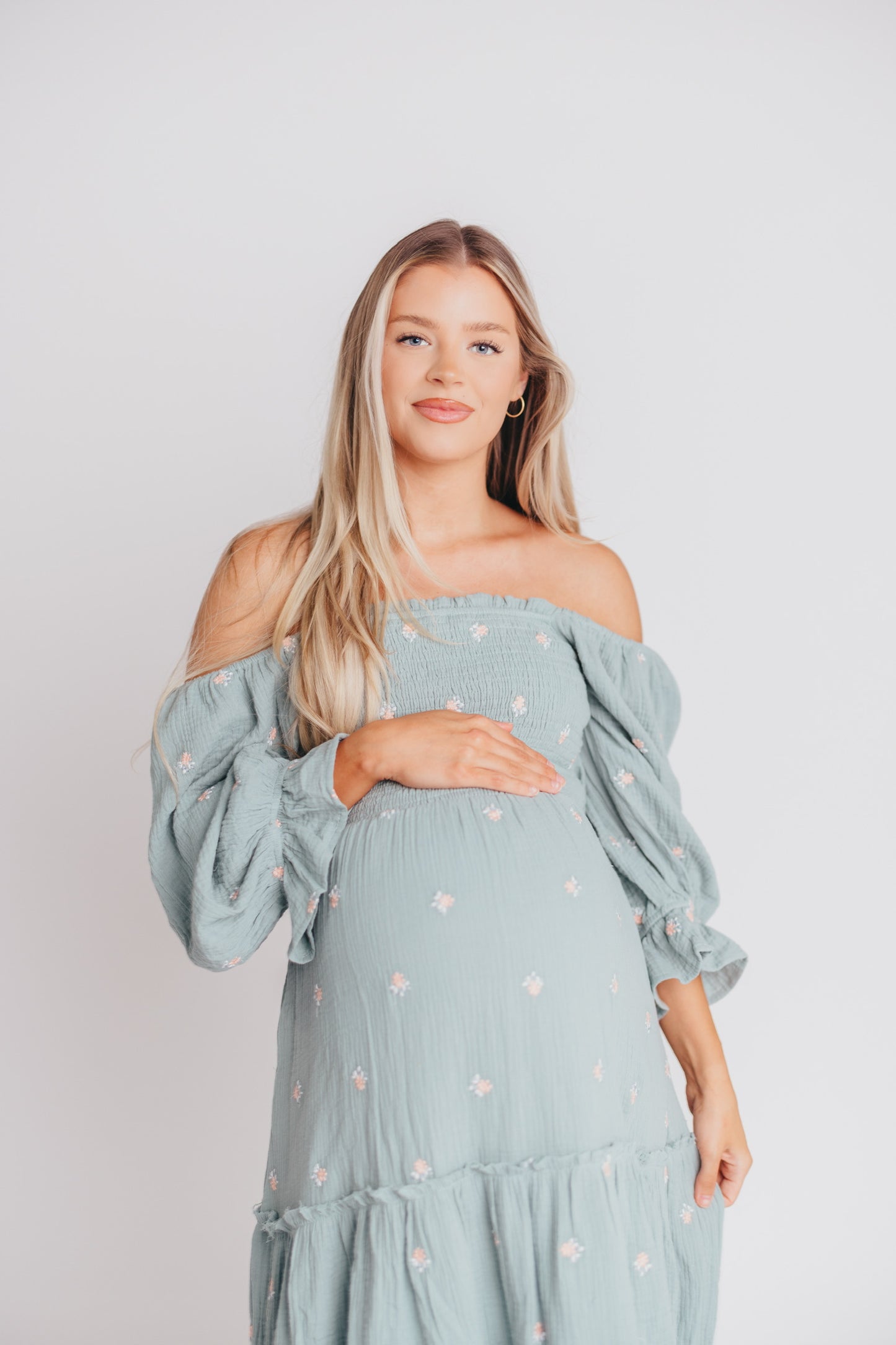 Evie Floral Maxi in Sage - Bump Friendly