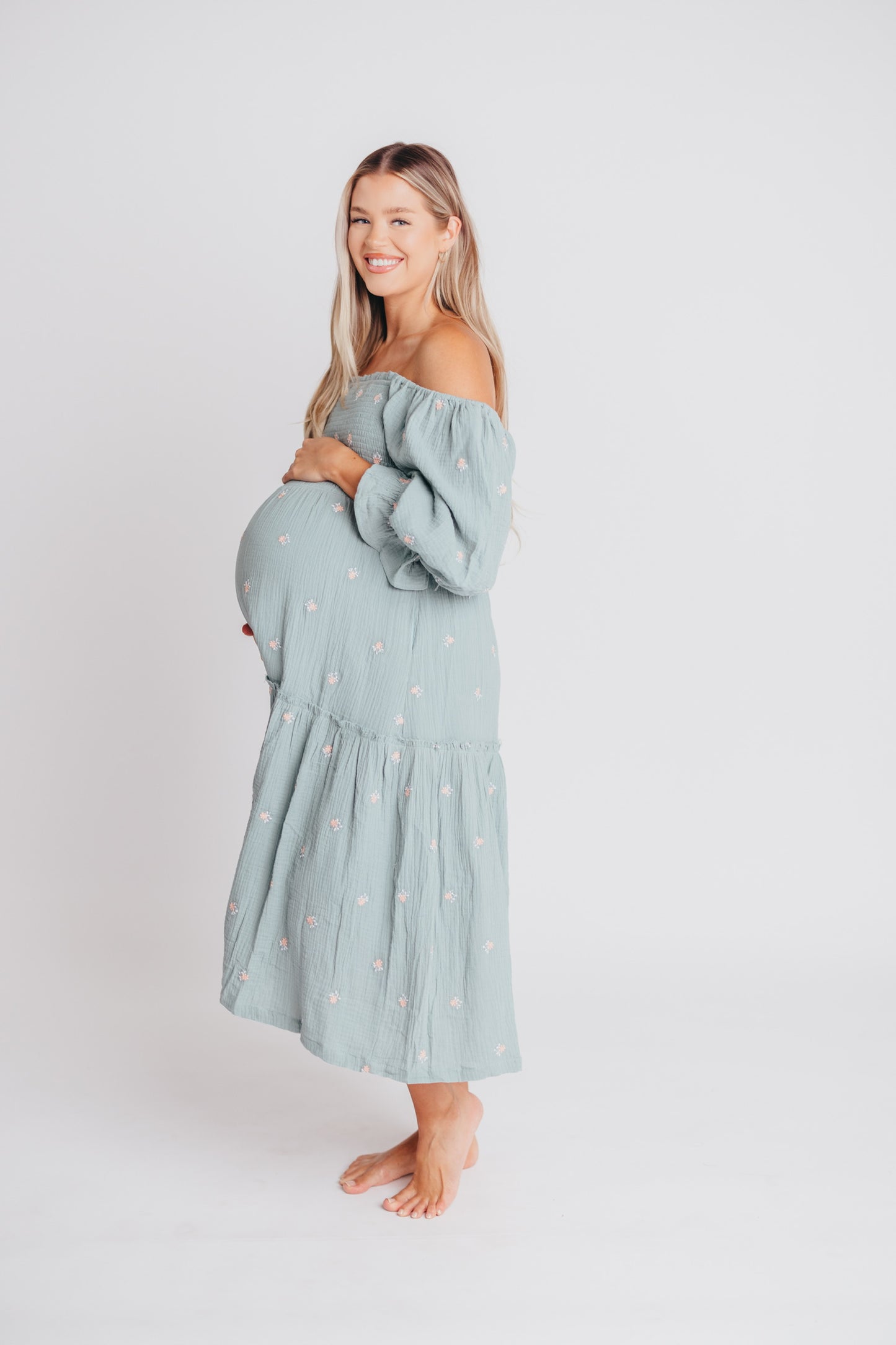 Evie Floral Maxi in Sage - Bump Friendly
