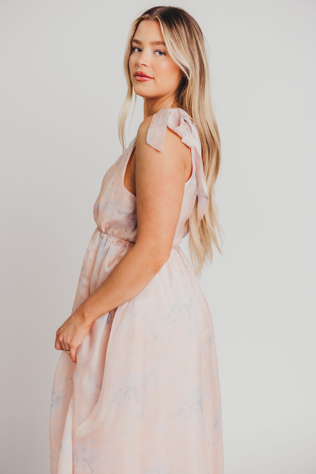 Viola V-Neck Maxi Dress in Blush - Bump Friendly
