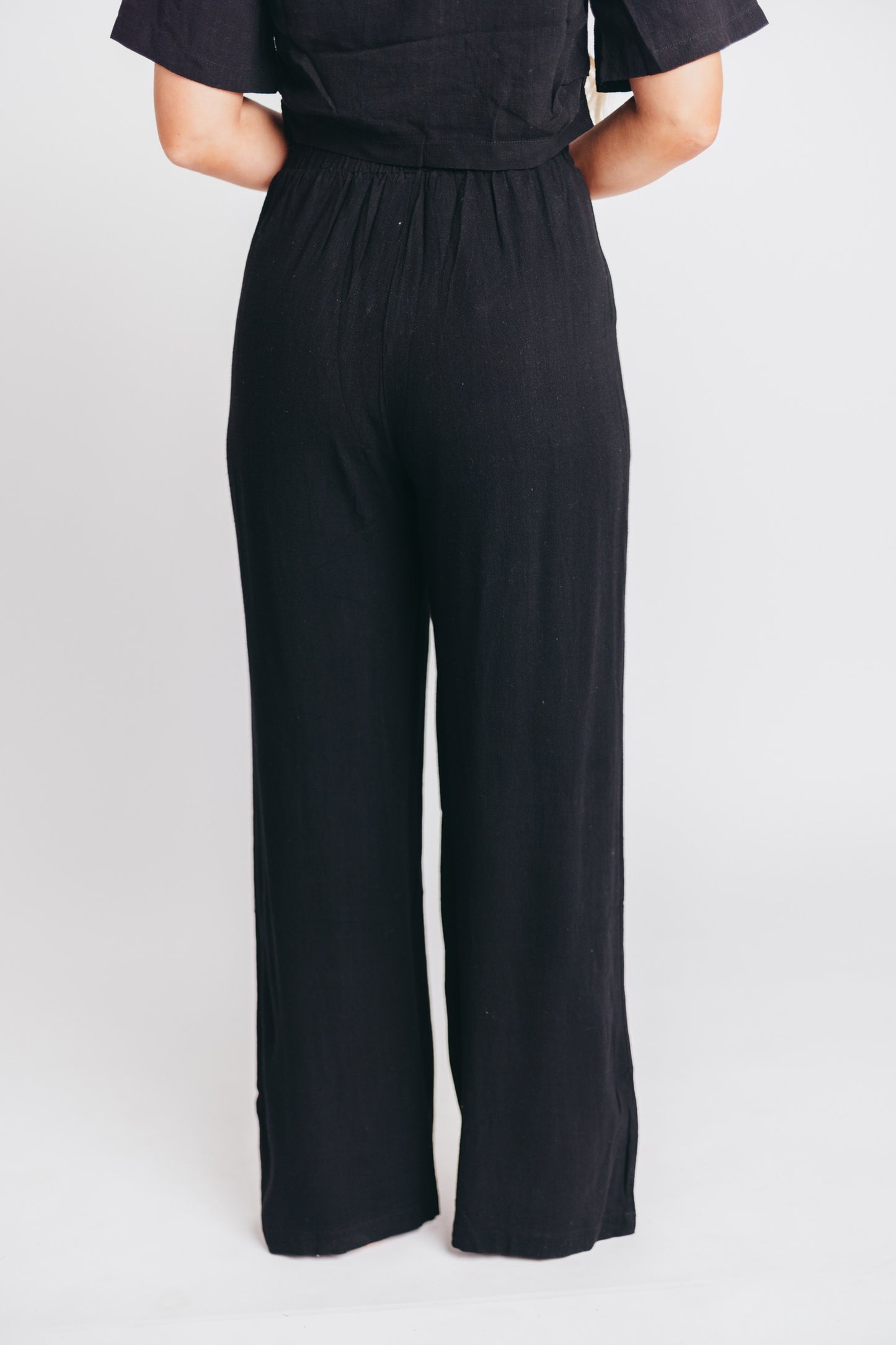Erin Linen Blend Pleated Trousers in Black