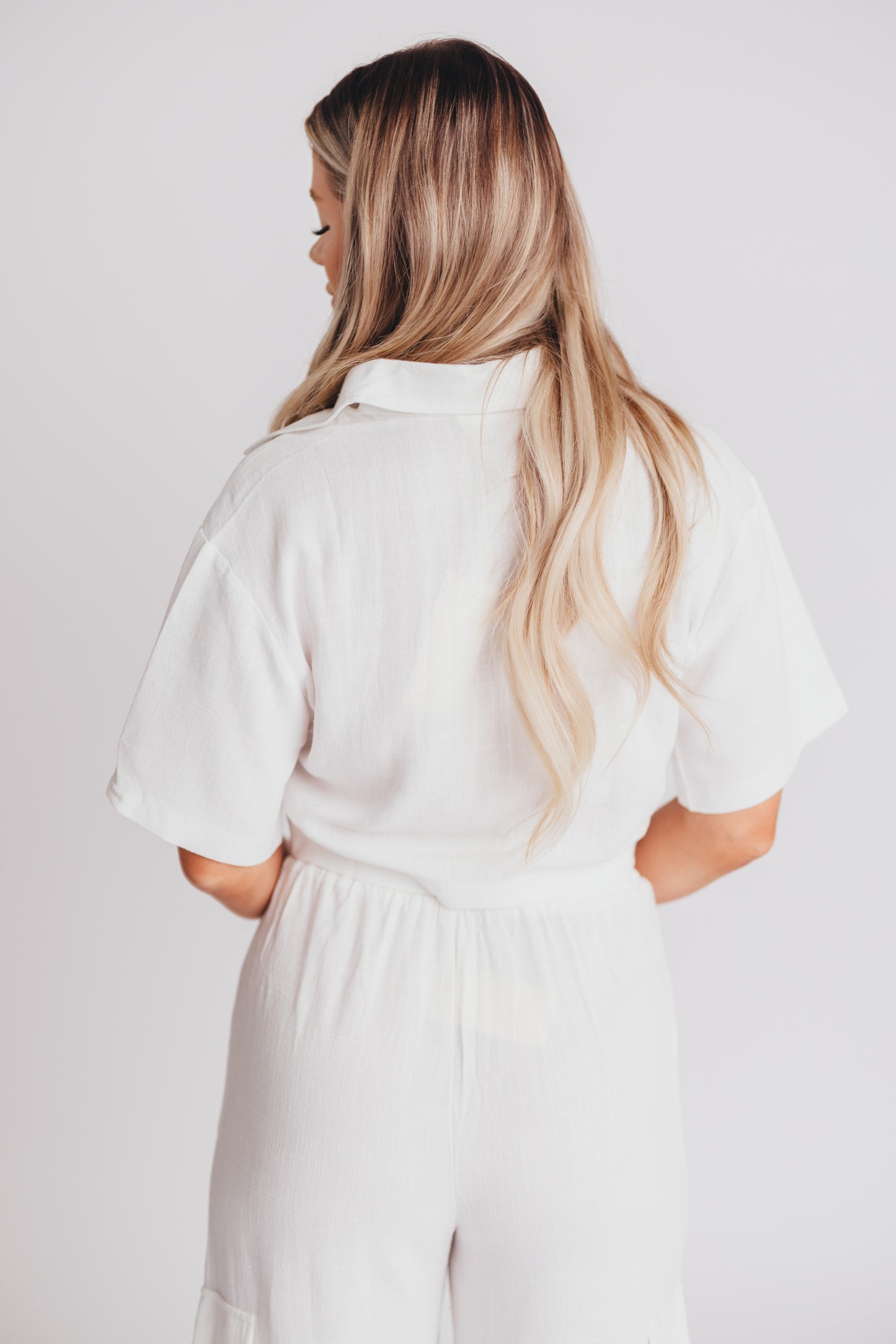 Flynn Linen Blend Wide Leg Cargo Pant in Off-White