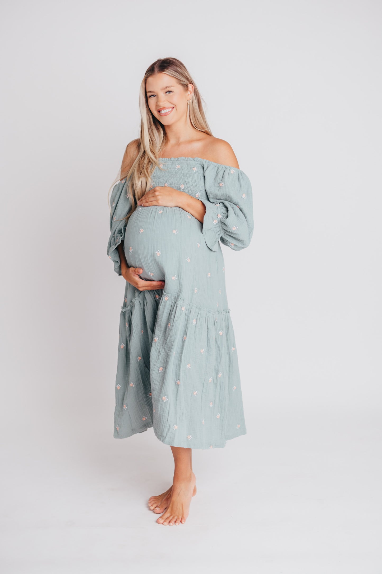 Evie Floral Maxi in Sage - Bump Friendly