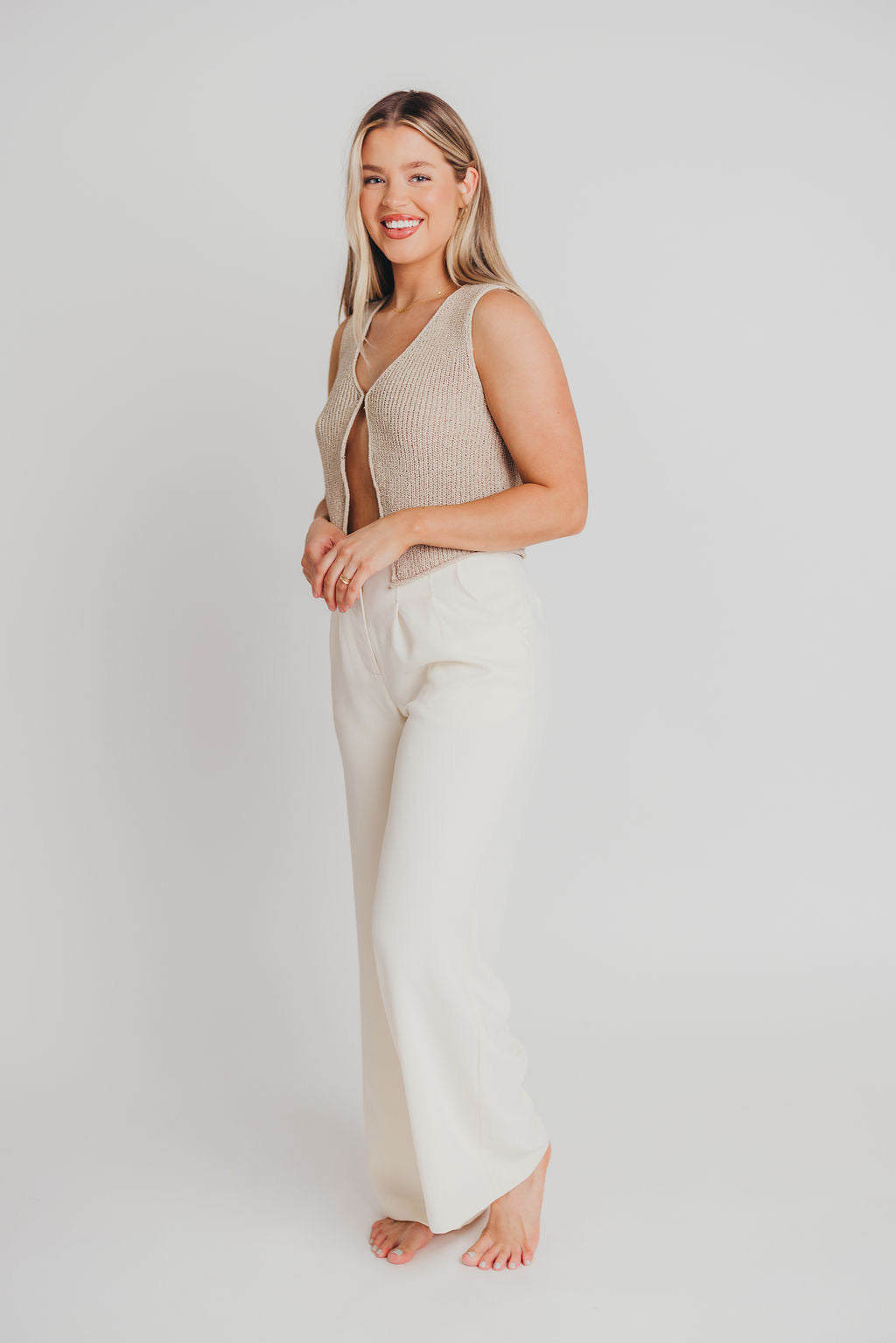 Amani Pintuck Trouser in Off-White