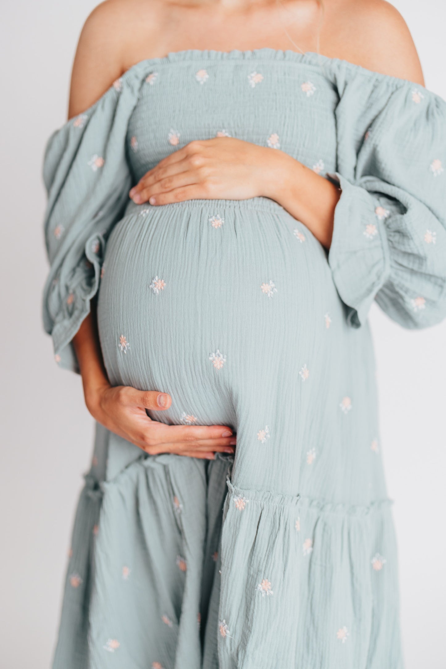 Evie Floral Maxi in Sage - Bump Friendly