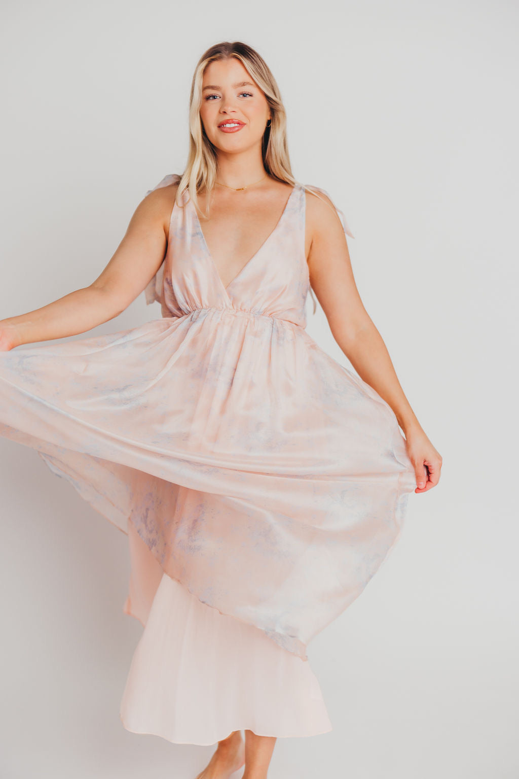 Viola V-Neck Maxi Dress in Blush - Bump Friendly