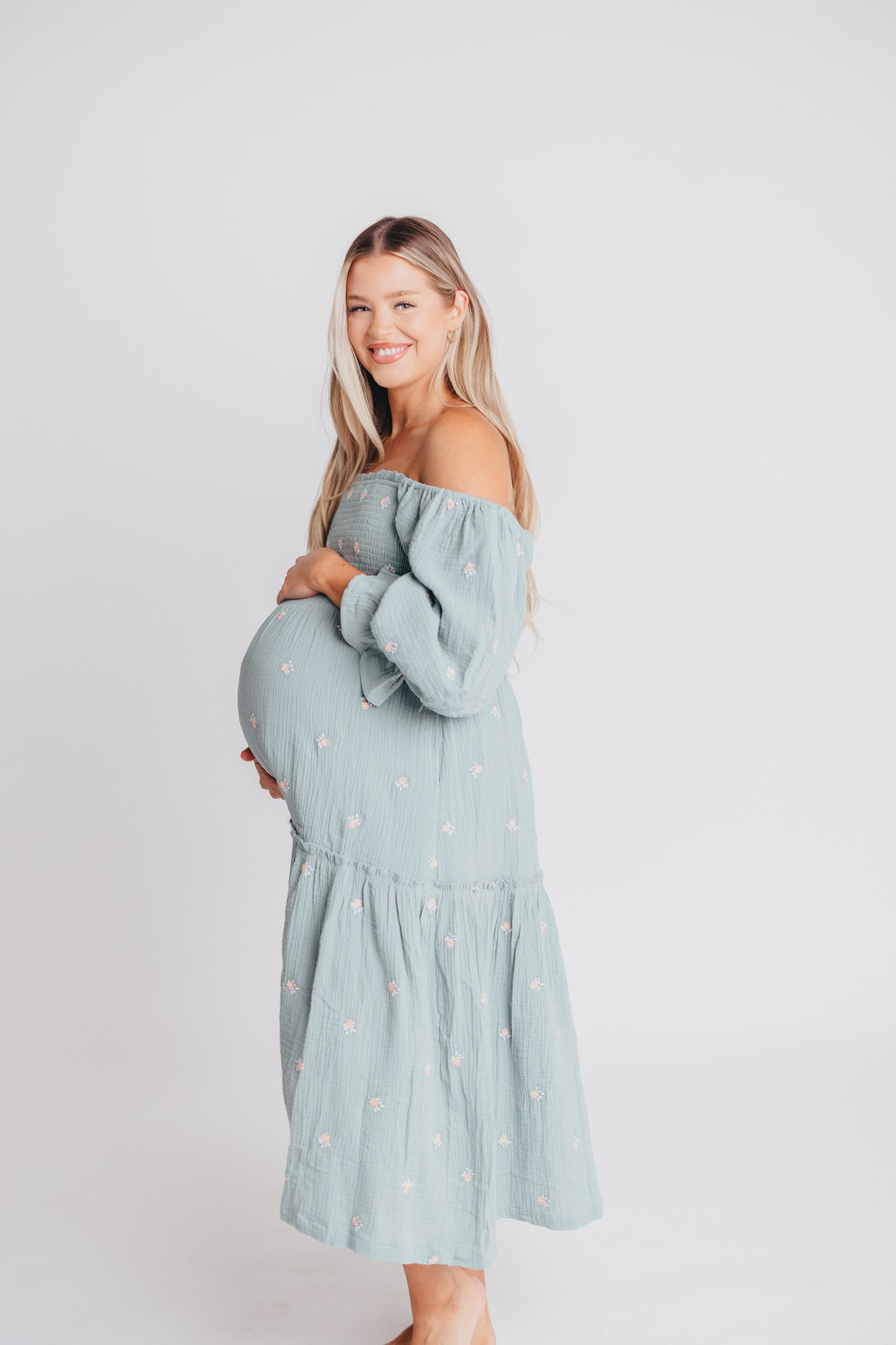 Evie Floral Maxi in Sage - Bump Friendly
