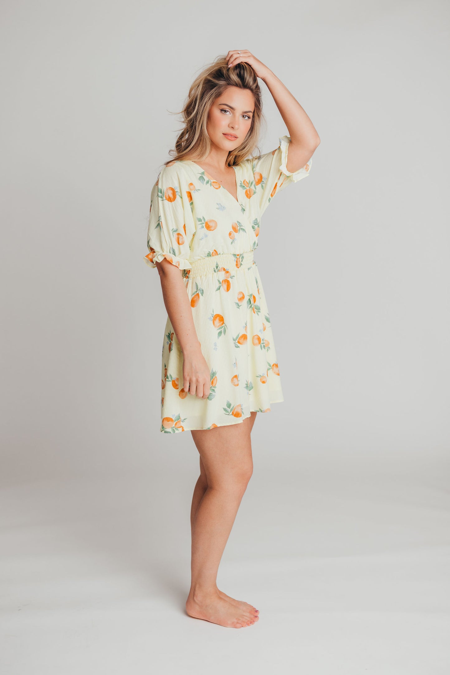 Celine Surplice Mini Dress in Lemon