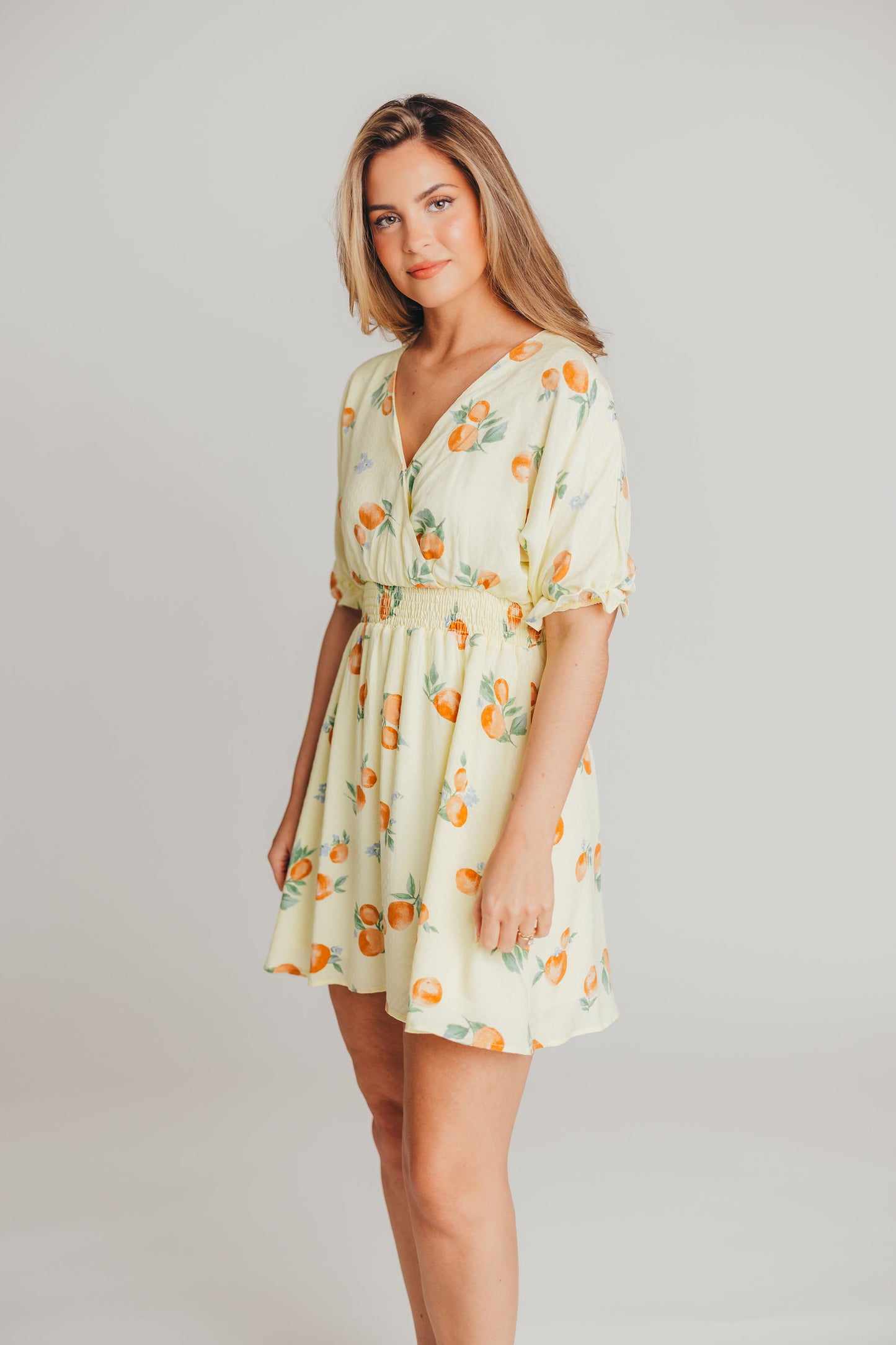 Celine Surplice Mini Dress in Lemon