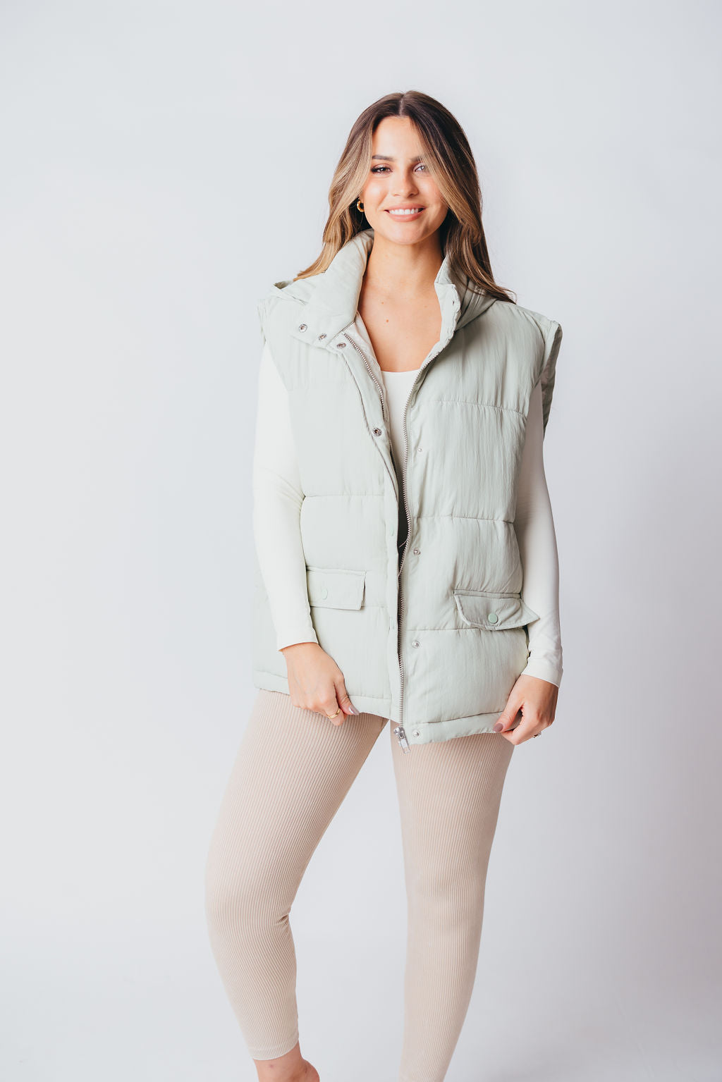 Whereto Sleeveless Vest in Light Sage