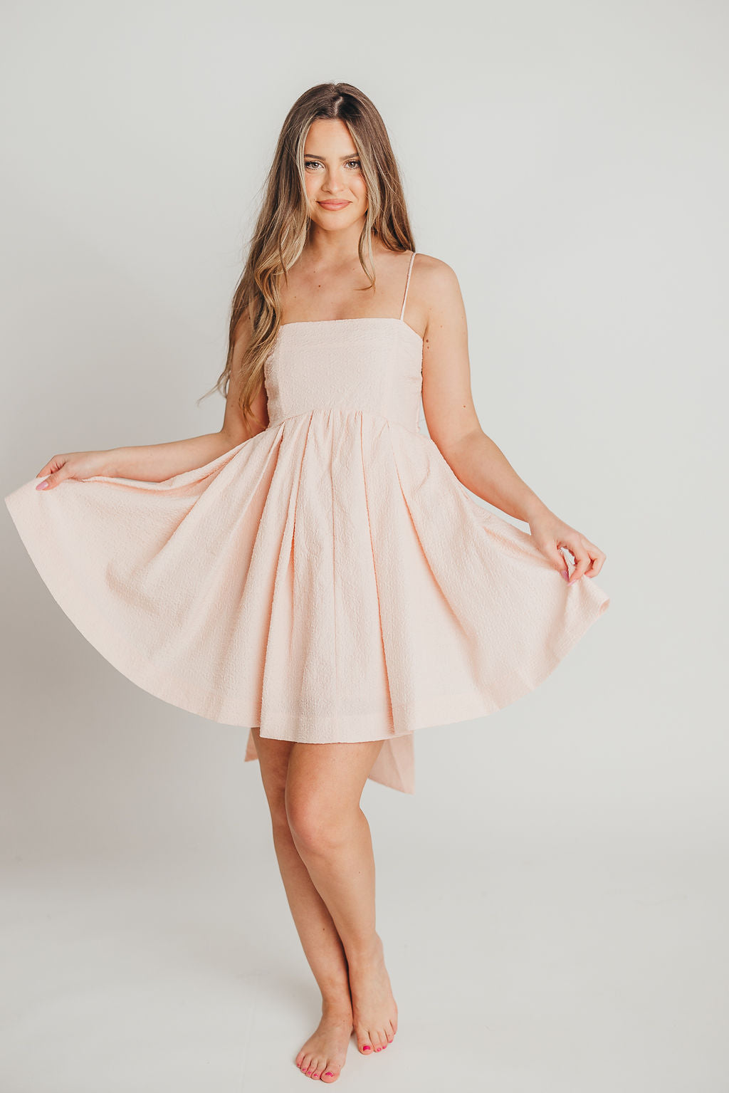 Jaya Babydoll Mini Dress in Baby Pink