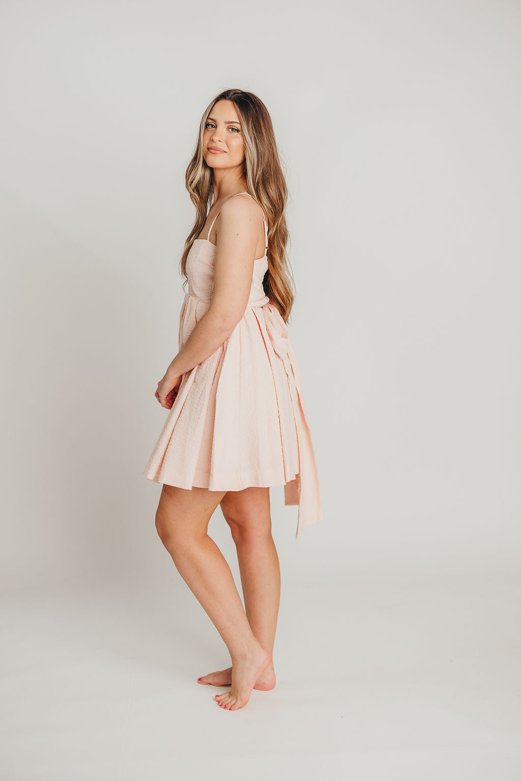 Jaya Babydoll Mini Dress in Baby Pink