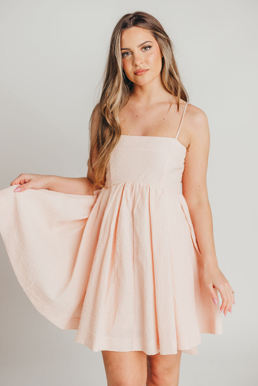 Jaya Babydoll Mini Dress in Baby Pink