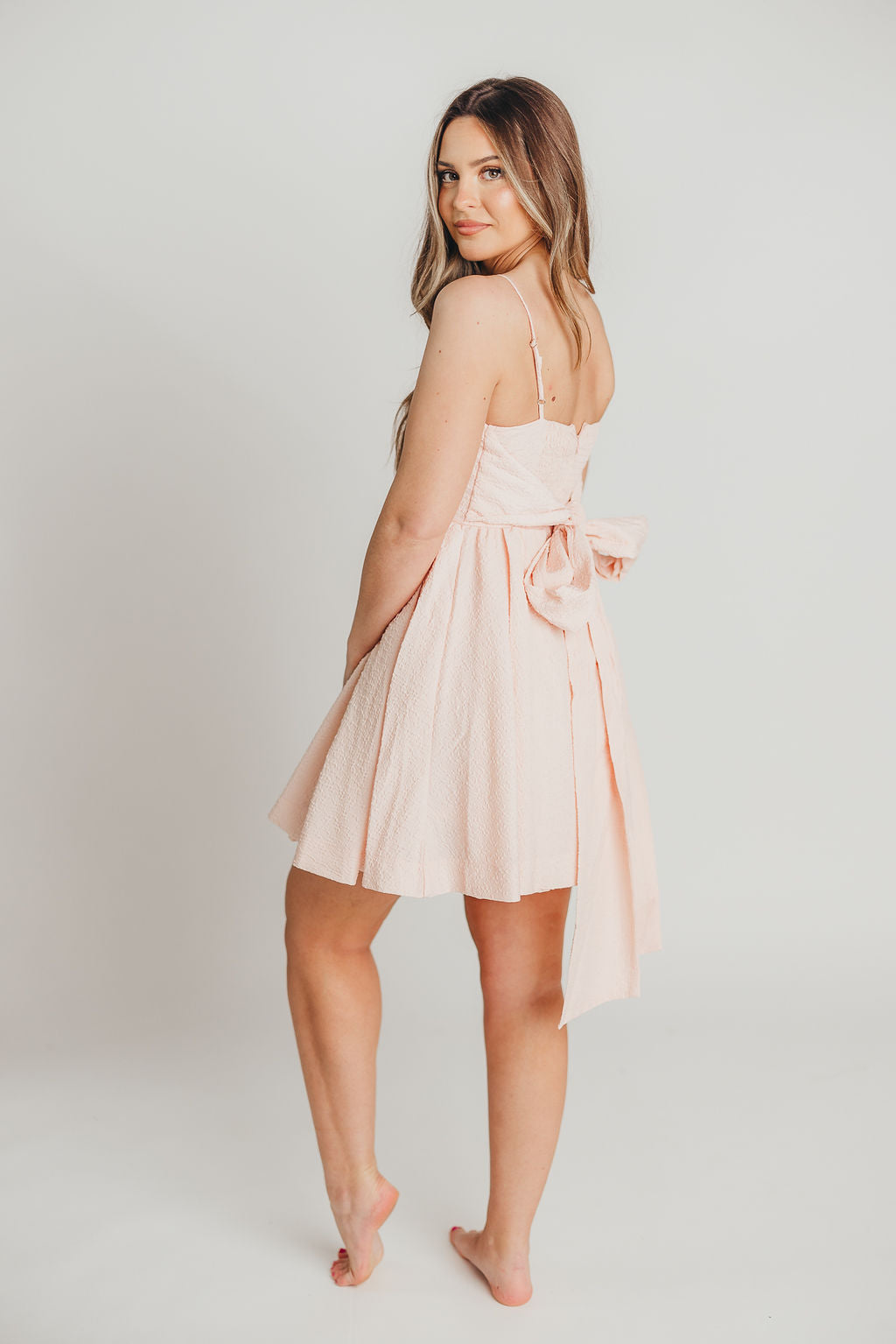 Jaya Babydoll Mini Dress in Baby Pink