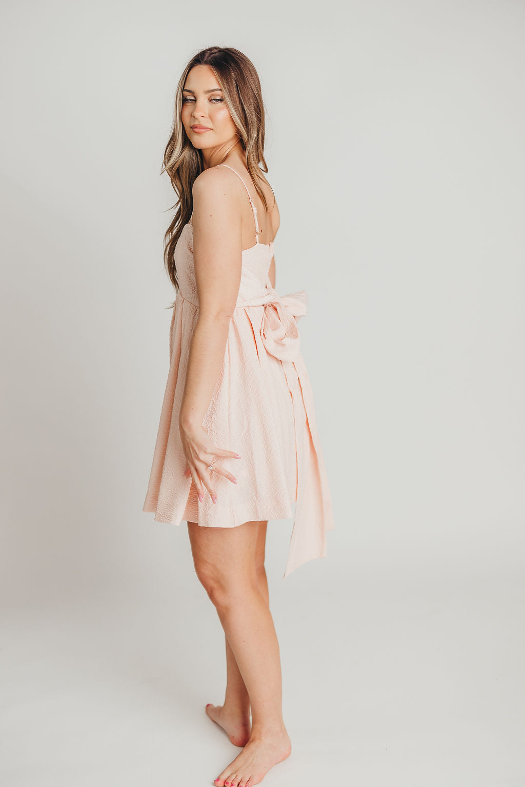Jaya Babydoll Mini Dress in Baby Pink