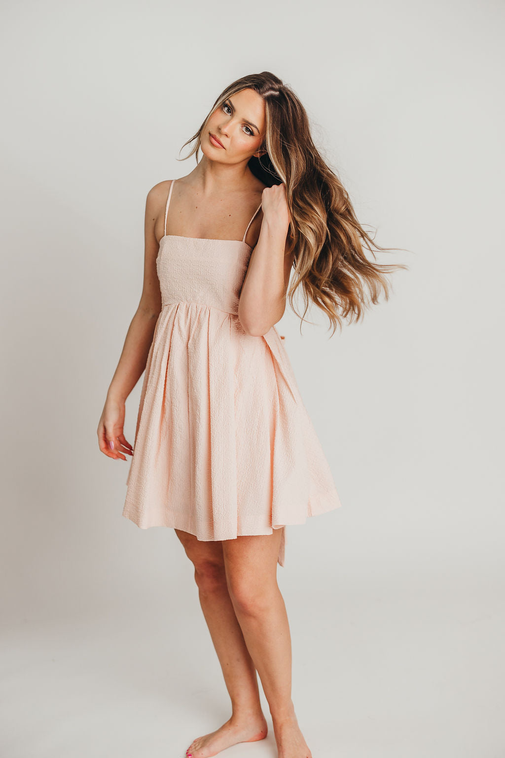 Jaya Babydoll Mini Dress in Baby Pink