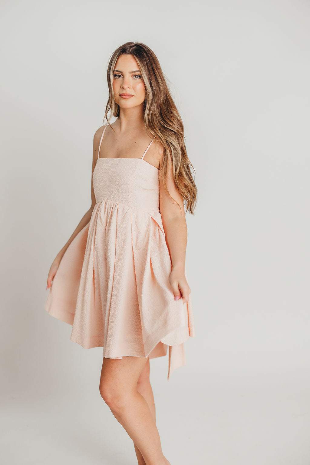 Jaya Babydoll Mini Dress in Baby Pink
