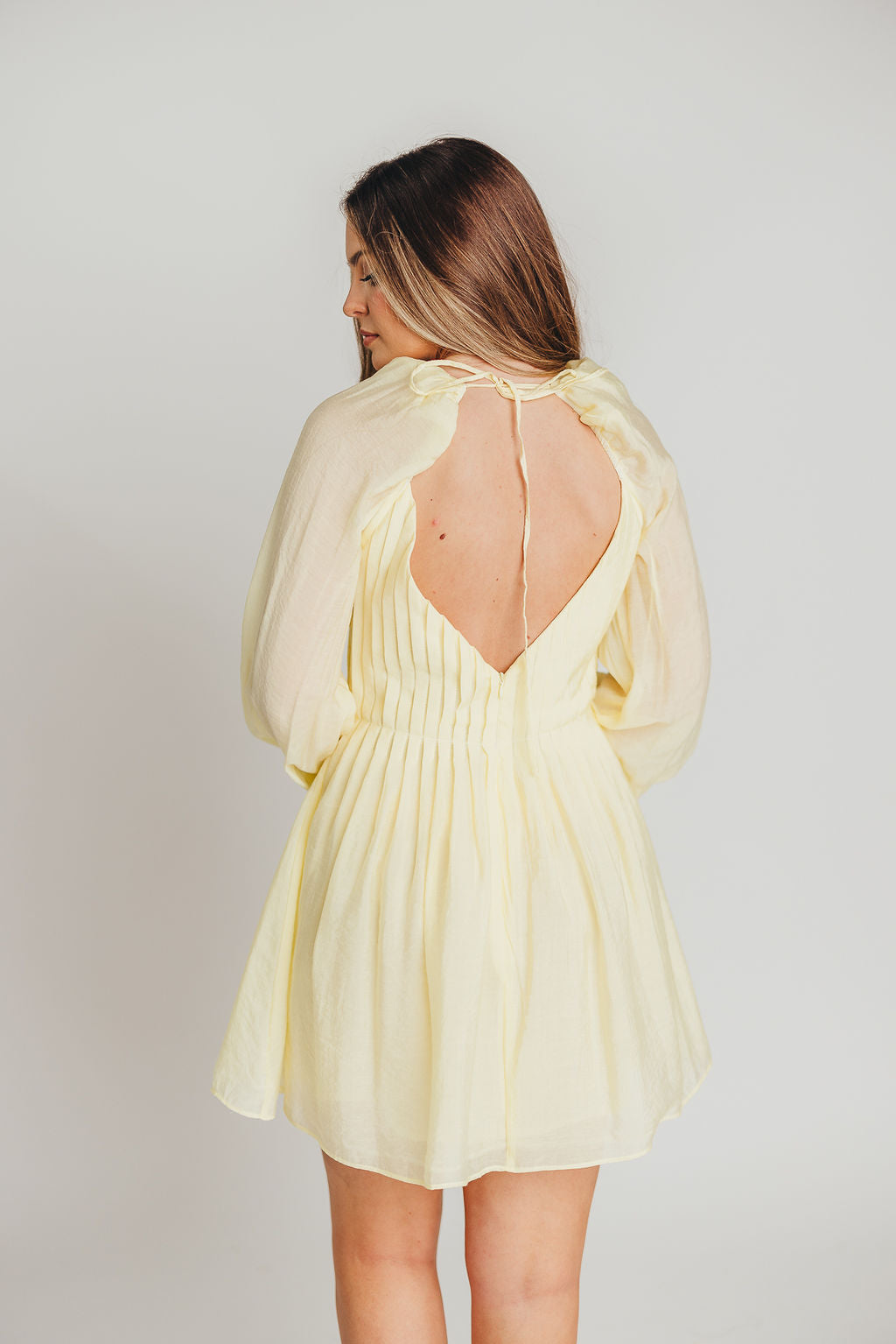 Carina Open Back Mini Dress in Butter