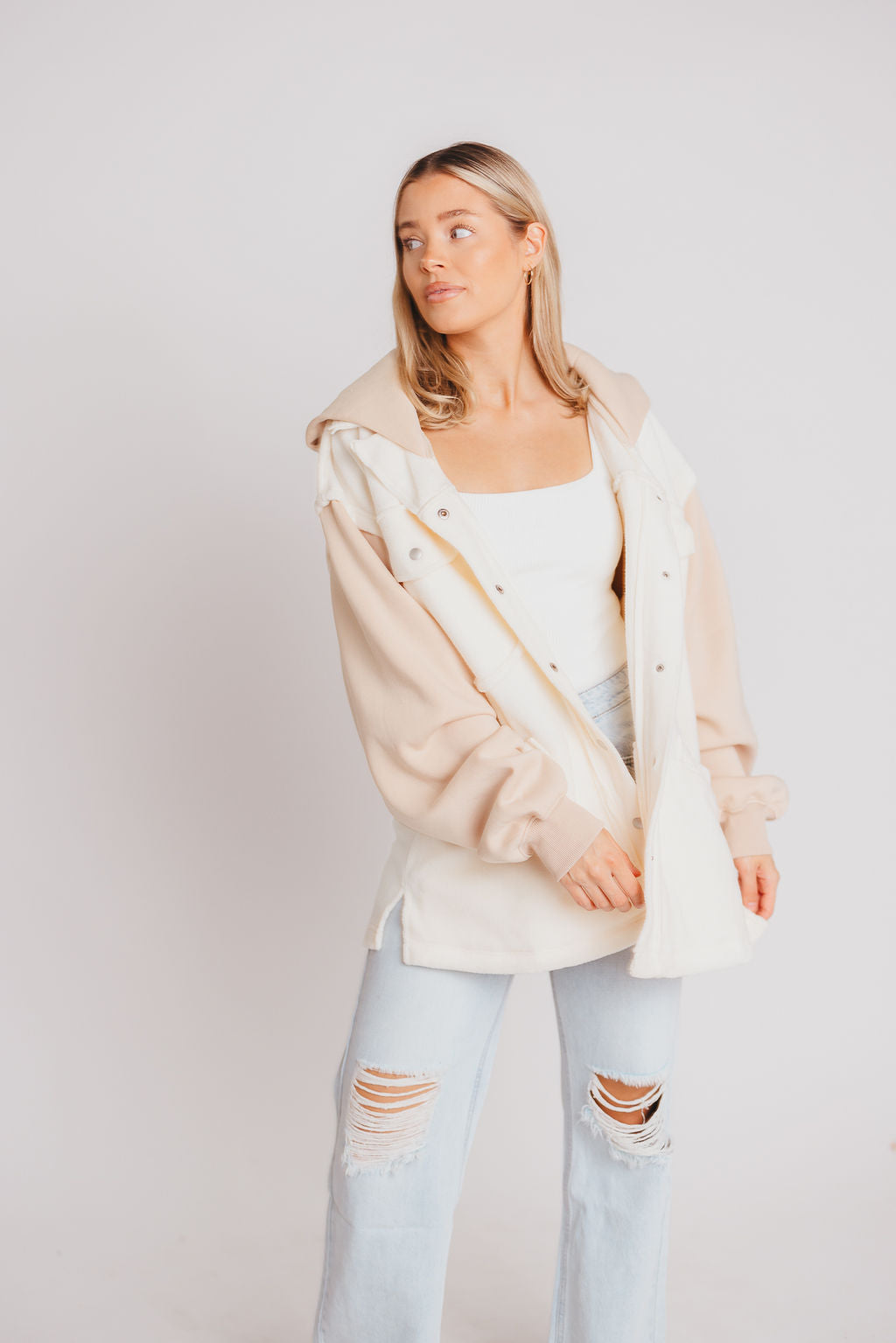Irene Jacket in White & Natural