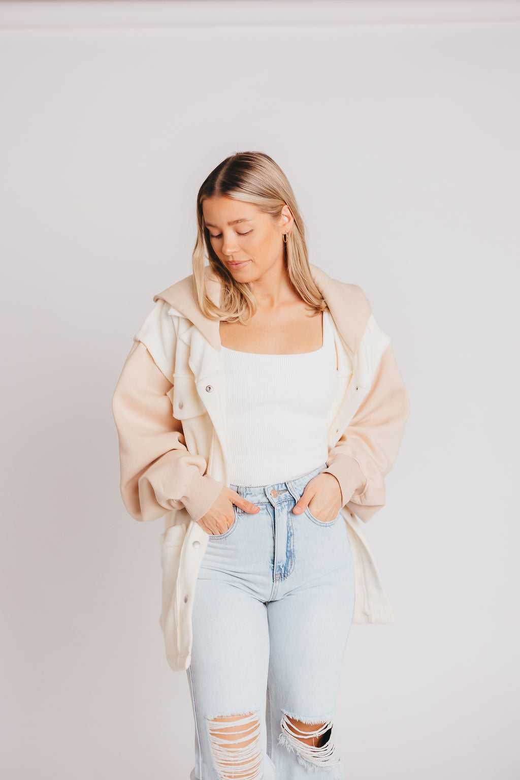 Irene Jacket in White & Natural
