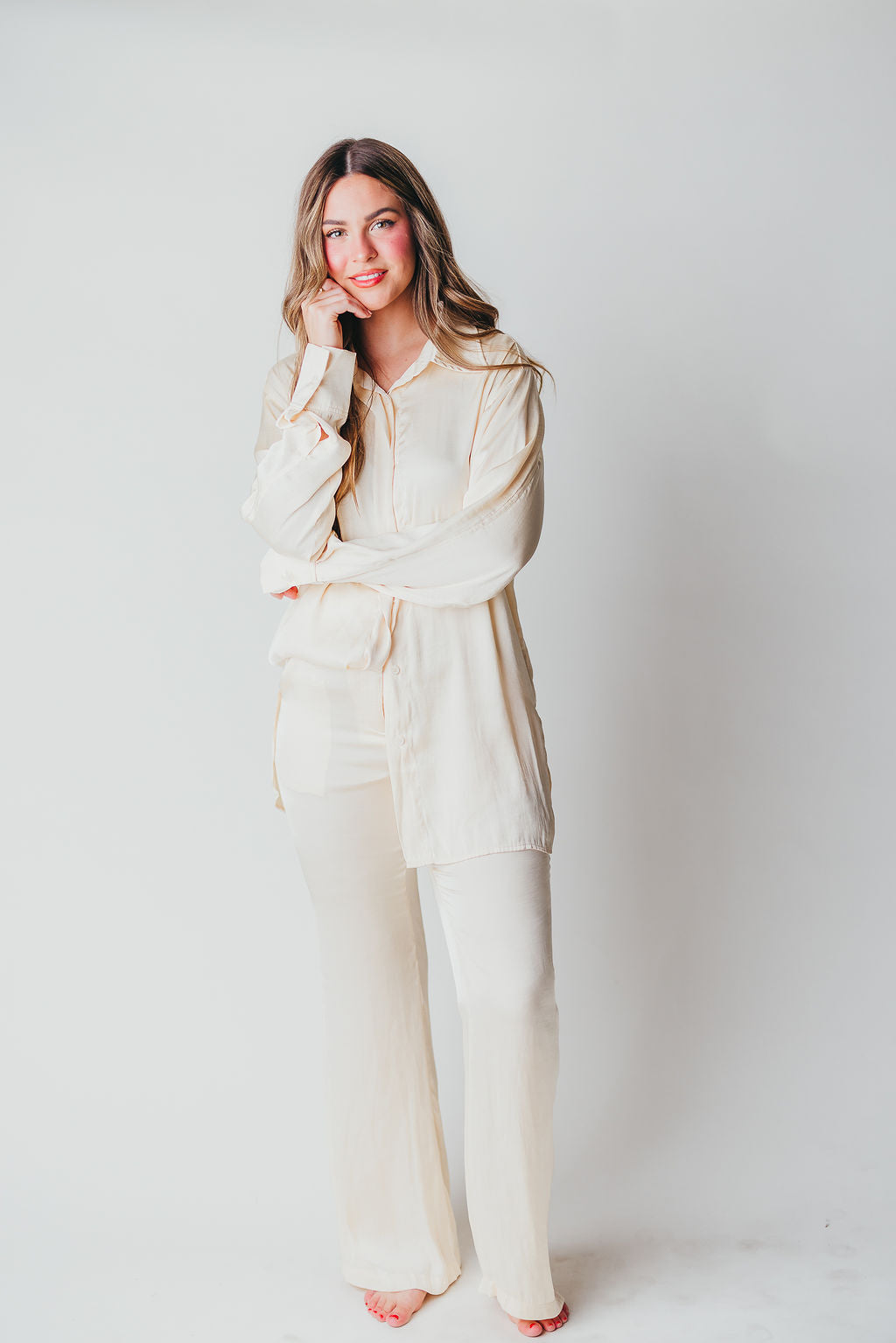 Fontenelle Flared Trouser in Butter Cream (more yellow in person)