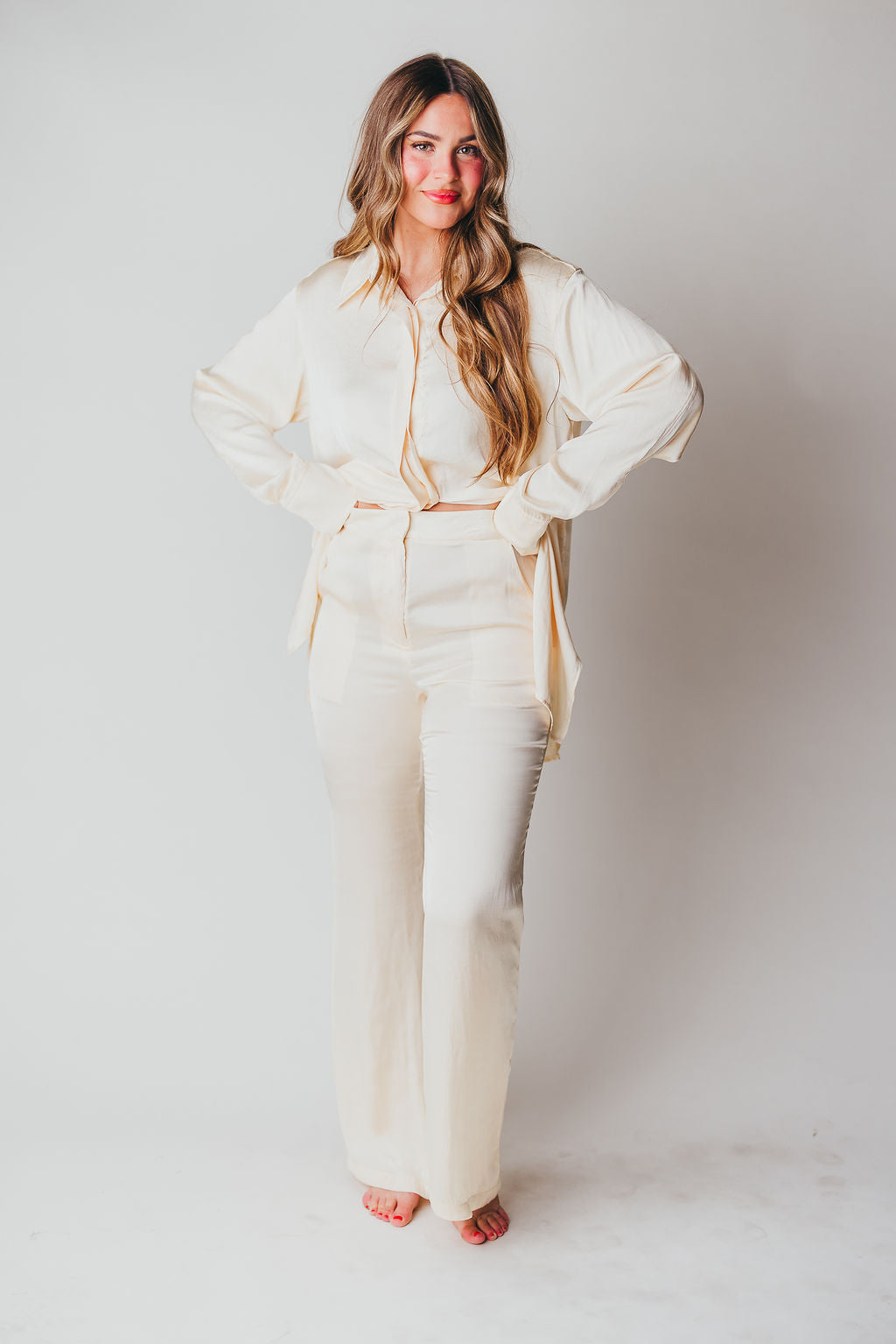 Fontenelle Flared Trouser in Butter Cream (more yellow in person)