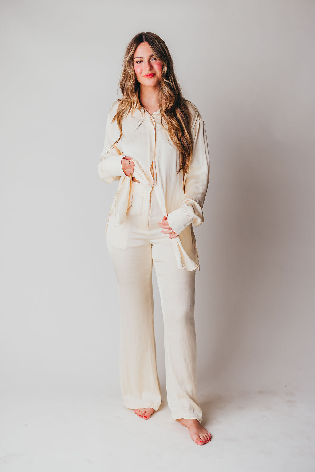 Fontenelle Flared Trouser in Butter Cream (more yellow in person)