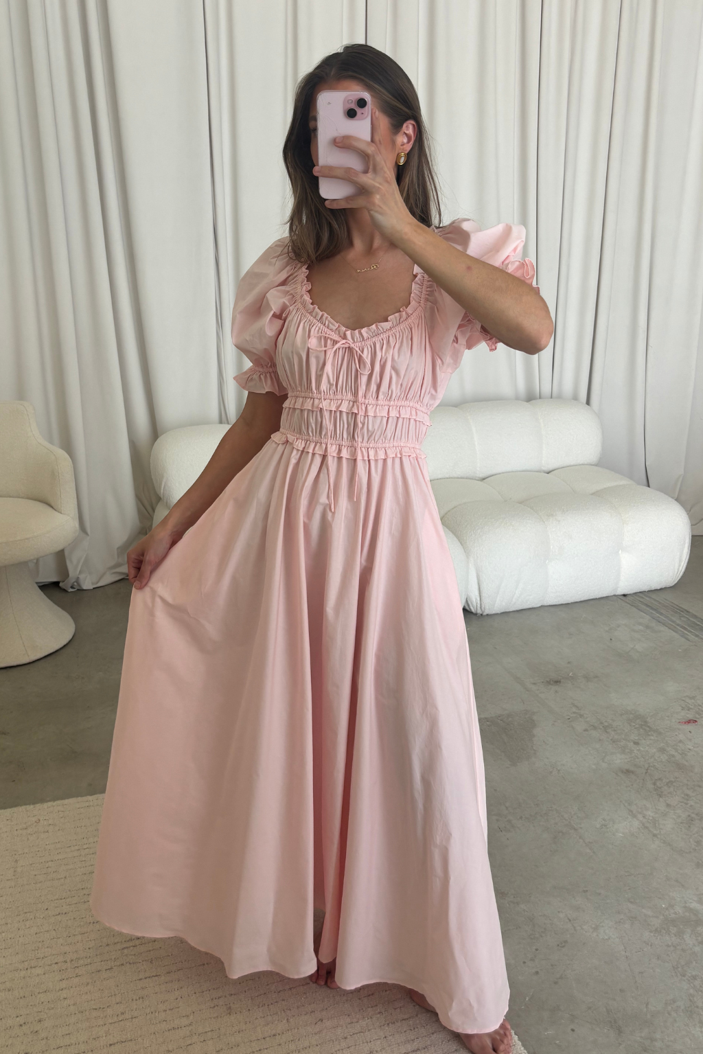 Sydnee Cotton Maxi Dress in Pale Pink