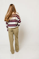 Piper Varsity Striped Cardigan in Beige, close view