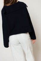 Piper Sailor Collar Knit Cardigan in Midnight, back view