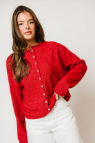 Piper Cardigan in Scarlet, back view