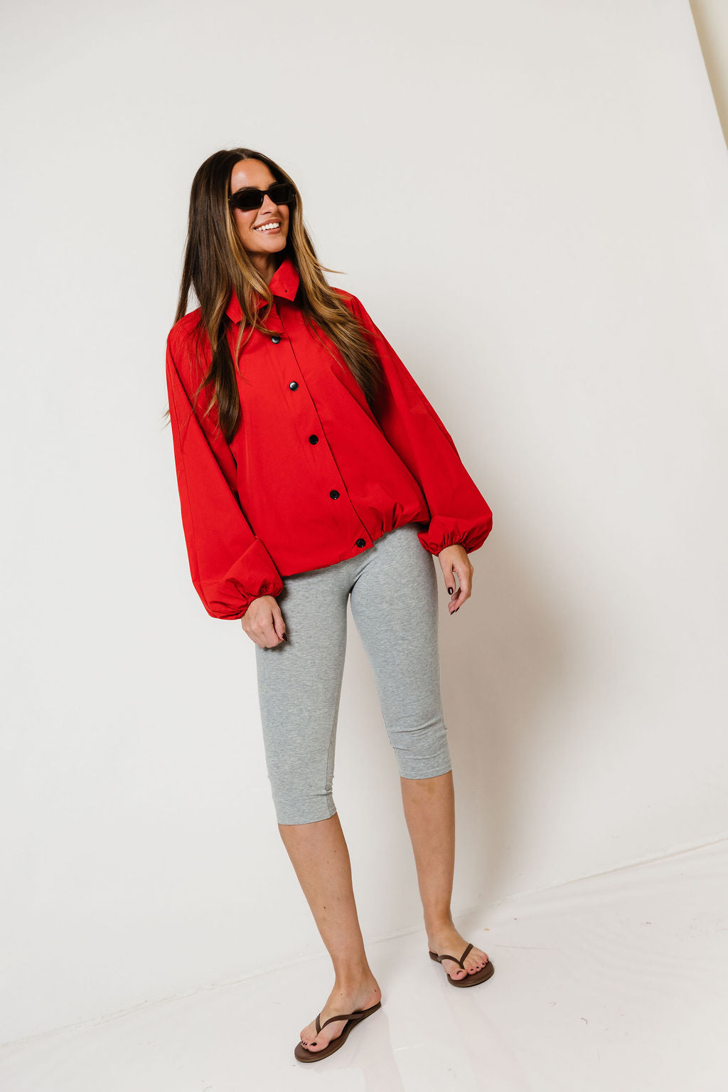 Savina Funnel Neck Nylon Bubble Jacket in Chili, side view