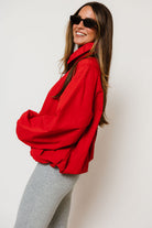Savina Funnel Neck Nylon Bubble Jacket in Chili, full length