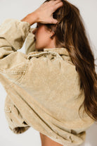 Saint Washed Boyfriend Fit Corduroy Jacket in Beige, styled view