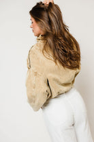 Saint Washed Boyfriend Fit Corduroy Jacket in Beige, another angle