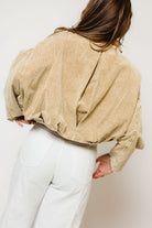 Saint Washed Boyfriend Fit Corduroy Jacket in Beige, back view