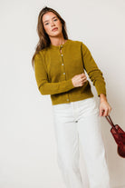 Elara Cardigan in Moss, another angle