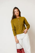 Elara Cardigan in Moss, side view
