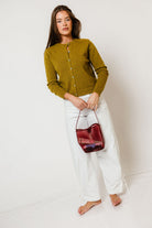 Elara Cardigan in Moss, another angle