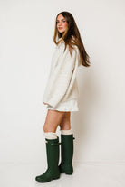 Tilly Oversized Chunky Hooded Sweater in Oatmeal, studio view