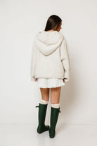 Tilly Oversized Chunky Hooded Sweater in Oatmeal, styled view