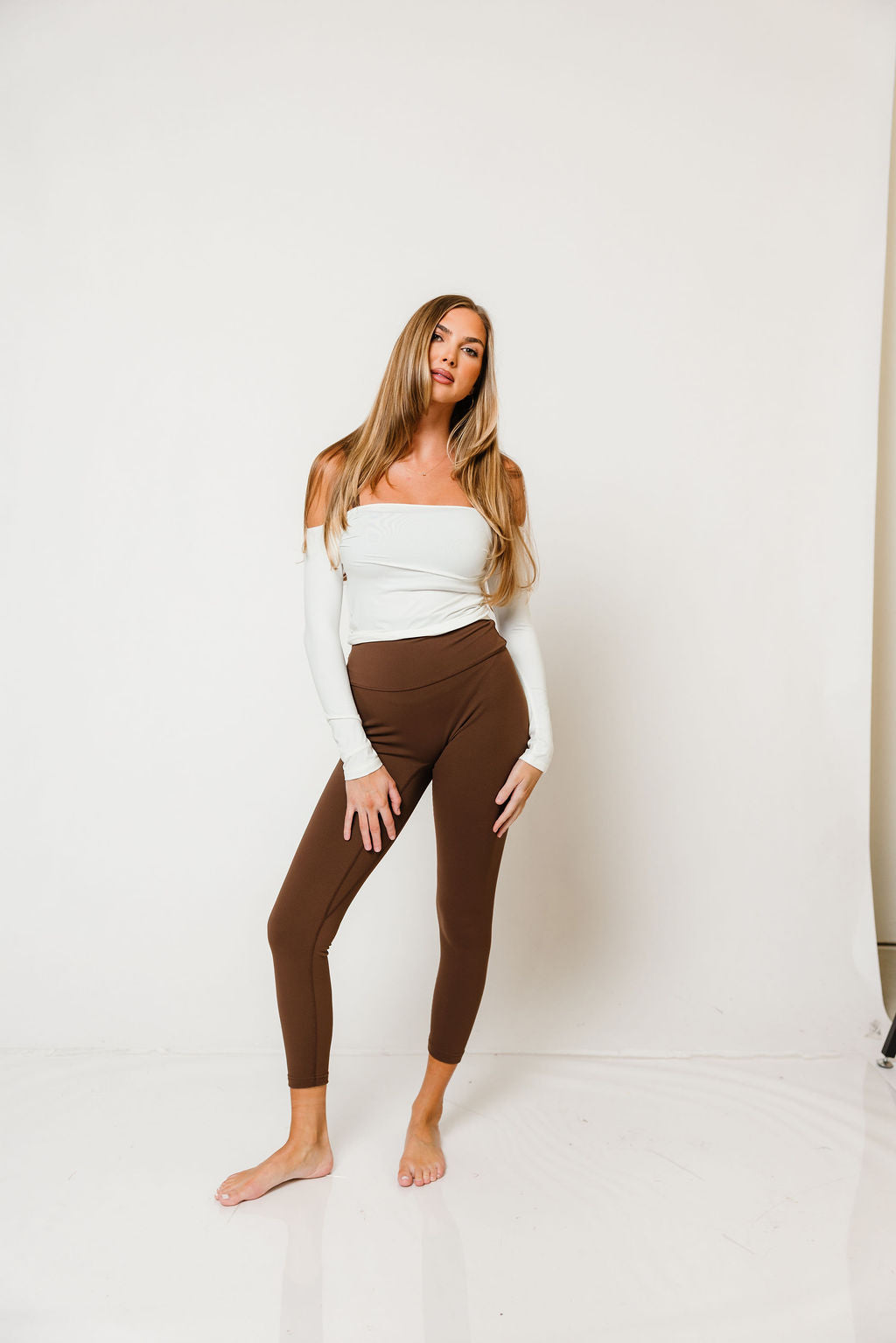 Cassia Soft Knit Off-Shoulder Top in White, another angle