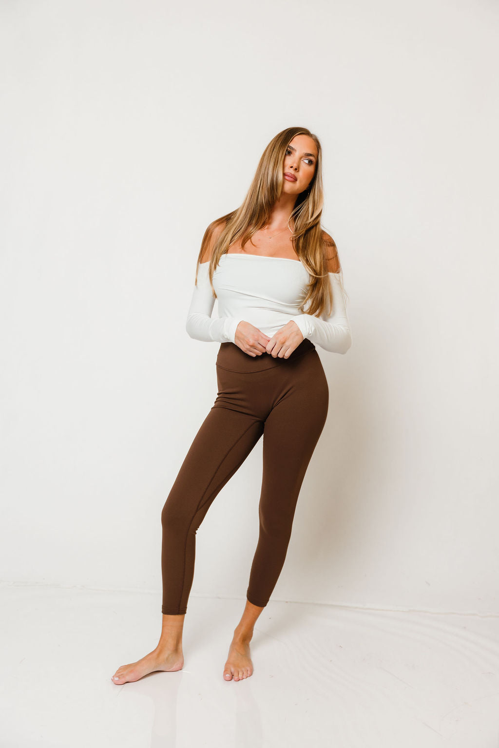 Cassia Soft Knit Off-Shoulder Top in White, side view