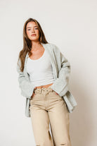 Annabelle Relaxed Shawl Collar Open Front Cardigan in Birch, another angle