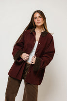 Montana Barn Coat in Maroon, another angle
