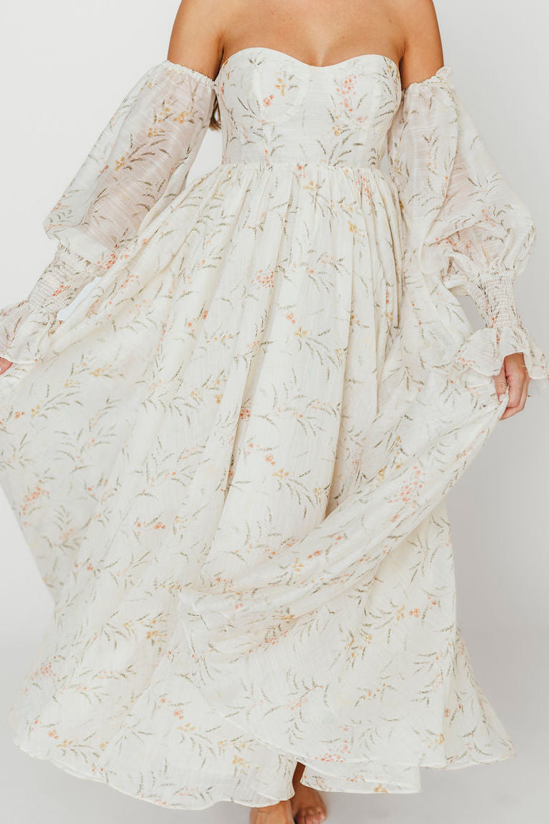 Delilah Maxi Dress with Train in Muted Blush Floral - Bump Friendly main image 0